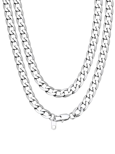 Bandmax Collier Femme Grosse Maille Gourmette 9mm Chaîne de Cou Acier Inoxydable 46cm