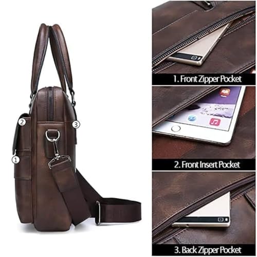 Image of CAVALO - Be Unique Leather Men's Laptop Bag Retro Messsenger Bag Men's Handbag Crossbody Bag Personality Briefcase (upto 14 inch) | Premium PU Leather