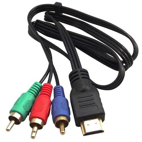 Cable Adaptador HDMI a 3RCA AV de 1M, Cable convertidor de componentes estéreo Macho a RCA for Dispositivos de TV, decodificador, DV, DVD y PC