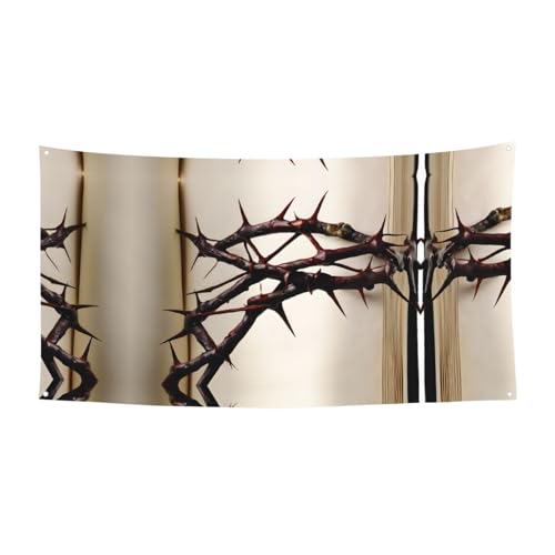 MINDBBDFJ Crown Of Thorns Print Banners And Signs For Outdoor/Indoor,Personalized Banner Customizable Parties Halloween Banner (180x90cm)
