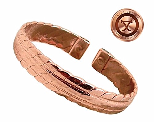 PROEXL Mens Solid Copper Magnetic Bracelet Kent Medium with Gift Box (8 Inches)