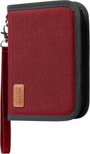 MOIRENTO Passport Holder Wallet - Waterproof A5 Size - RFID Blocking Travel Wallet - Holds 2 Passports, Cash & Cards - Ticket Slot, Coin Pocket, Zipper Closure - Red, Burgundy - Ideal for Men & Women