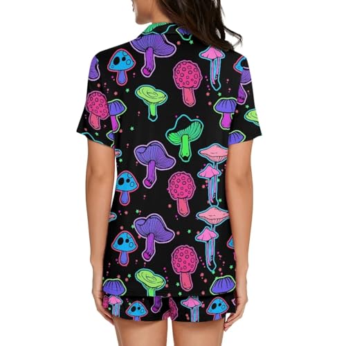 Image of Women's Short Sleeve Sleepwear Pajamas Nightwear with Pockets | skin-friendly breathable material resists pilling fading and deformation after repeated washing