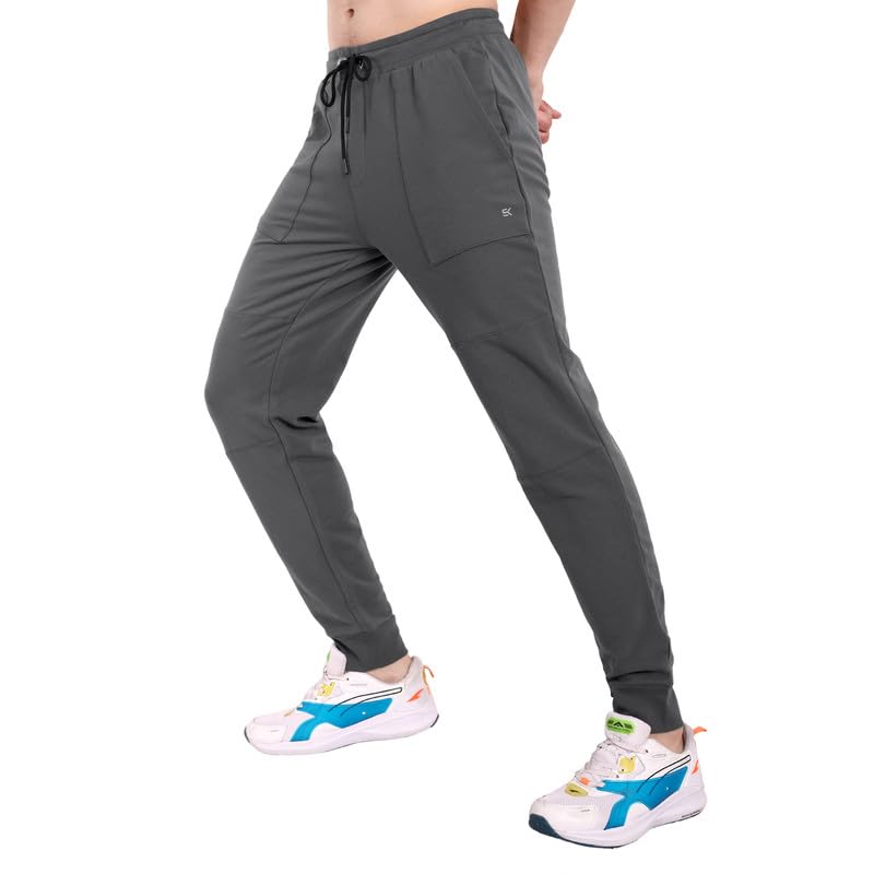 Image of ONE SKY Winter Wear Track Pants for Men, Versatile Joggers, Breathable Cargo Lower, Durable Sports Trackpants, Stretchable Waistline & 2 Pockets, Cotton Blend Loungewear, Easy Care Night Pants