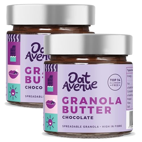 Oat Avenue Granola Butter - Chocolate Vegan Spread - Protein Spread - Nut Free Peanut Butter Alternative - Gluten Free, Dairy Free, School Safe & Top 14 Allergen Free - Chocolate