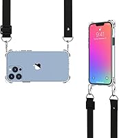 Vista 1 de Funda transparente para iPhone 13 Pro Max con correa cruzada ajustable desmontable, ajuste delgado, funda protectora a prueba de golpes con cordón