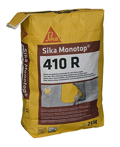 SIKA - Mortier de réparation structurale fin, fibré et rapide - sika Monotop 410R Gris - Réparation en faible et forte épaisseur - Adhère parfaitement sur...