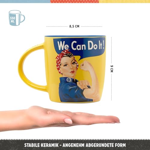 Nostalgic-Art Retro Kaffee-Becher, 330 ml, We can do it – Geschenk-Idee für starke Frauen, Keramik-Tasse, Vintage Design