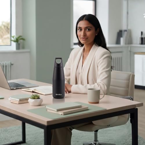 Image of Myst - Double Wall Stainless Steel Water Bottle | Vacuum Insulated | Hot & Cold | Leakproof & Durable | (Black, 580 ml)