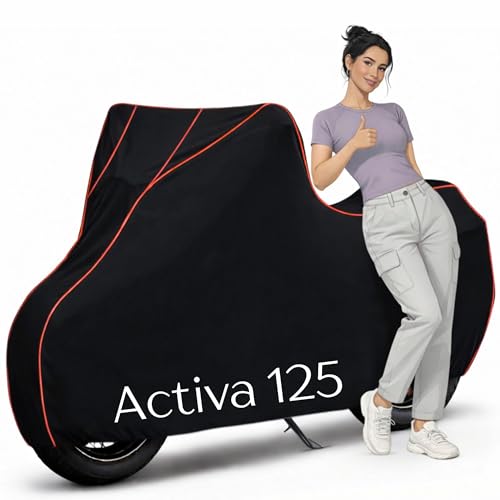 Image of PUBAMALL Classic 100% Water Resistance Activa 125 Scooty Cover | Taffeta Body Cover for Rain & Sun | UV Protection, Dustproof, Scratch Resistant, Windproof, Heat Resistant, Vehicle Specific Fit