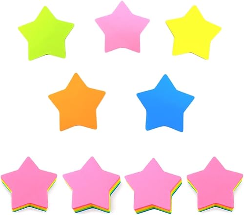 Mini notas adhesivas en forma de estrella, coloridas y bonitas, divertidas notas autoadhesivas para oficina, escuela (4 blocs, 400 hojas)