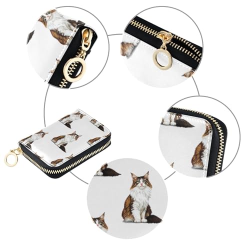 Maine Coon Cats Fur Womens Wallets Small Cute Card Holder RFID Blocking Zip Around Coin Purse Pouch with Zipper4