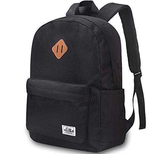 School Backpack Lightweight, Unisex Classic Backpack for Men Women - Black