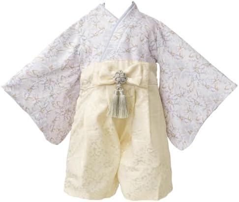 momoka】ベビー袴 ハンドメイド 花柄マスタード×生成り