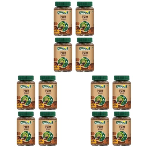 Image of Sweetch Natural Palm Sugar 350 gm Jar Natural Healthy Replacement for Sugar, Contain Minerals, Low GI, No Chemical & Free Flow | For Baking & Cooking (Pack of 12)
