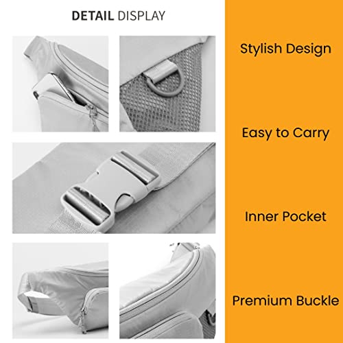Image of Tressential Waist Bag for Men Women | Premium Fabric, Foldable Design | Cross Body Fanny Pack for Hiking, Travel, Camping, Outdoor Sports, Cycling | Money Belt with Adjustable Strap (Grey)