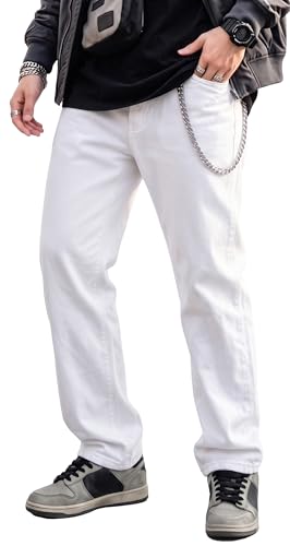 Image of HUNGSON Mens Baggy Jeans for Men Women Y2k Skater Vintage Plain Pants Casual Wide Leg Jeans Loose Fit Denim Jeans