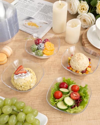 bUCLA 50Pack Clear Plastic Small Bowls - 8oz Disposable Ice Cream/Salsa/Dipping/Dessert/Sauce/Small Serving Bowls for Party — view 5