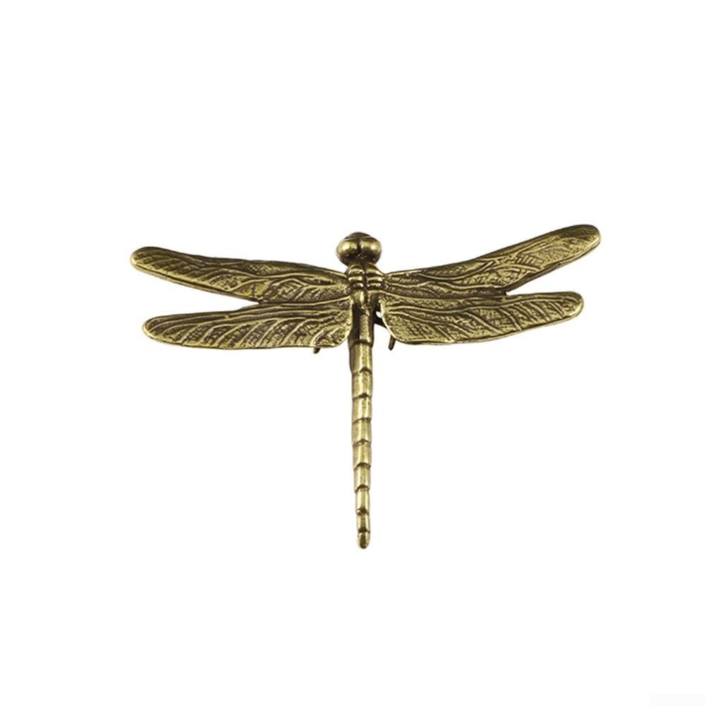 Adorno tradicional de libélula de cobre, escultura de animales pequeños, decoración de escritorio