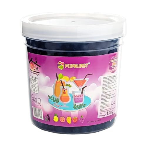 CNMART Fruity Popping Boba - Bursting Tapioca Pearls for Bubble Tea, Drinks & Dessert Toppings, 1.3kg (Grape)