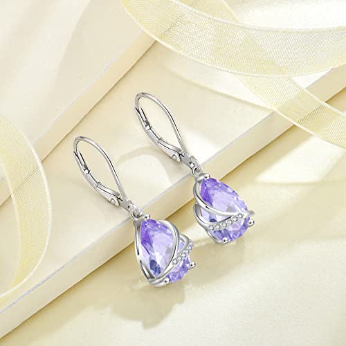 Teardrop Jewelry Set for Women 925 Sterling Silver Alexandrite Necklace and Earrings Set June Birthstone Jewelry Gifts for Her2