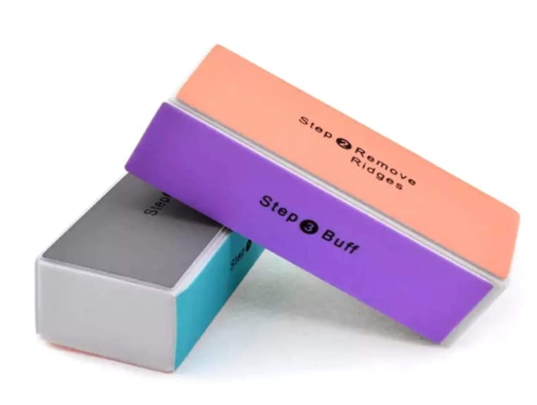Miss Royale Nail Buffer Block, 4 Way Nail Art Shiner 4 Step Buffing – File, Remove,Smooth,Shine – Mini Natural Nail Polisher Sanding File Block for Professional Manicure Nail Care (Pack of 2pcs)