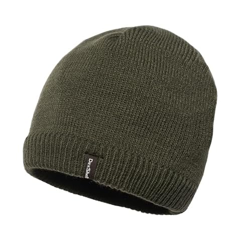 DexShell Waterproof Beanie Hat for Men and Women Acrylic Outer for Winter Cold Weather, Membrane Insulated Fleece Liner, Olive Solo, S/M (56-58cm) Cover