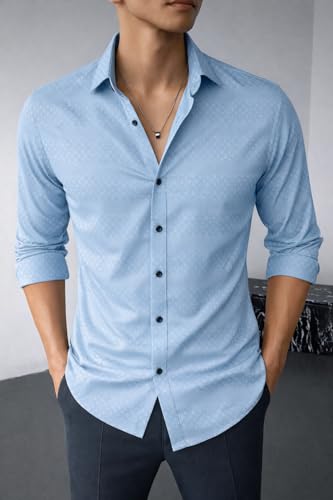 Image of Men's Casual Button Down Shirts Long Sleeve Linen Shirt Fashion Textured Beach Summer Shirts| Men Stylish Shirt | Men Fancy