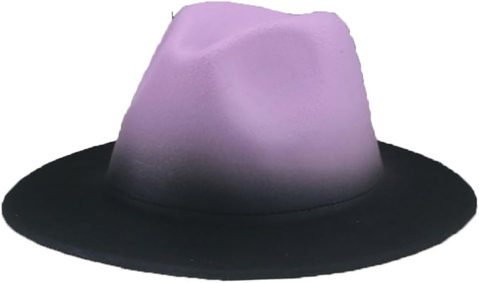 Womens Fedora Hats Gradient Color Patchwork Unisex Hats Felted Black Red Street Casual Hat