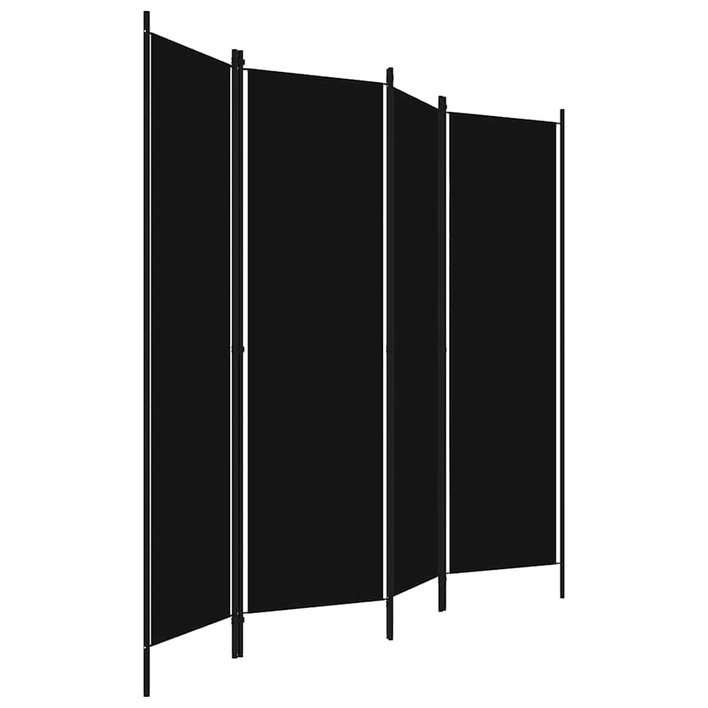 Cloison de séparation 4 Panneaux Noir 200x180 cm écran d'intimité Amovible et Pliant pour Chambre Salon Bureau décoration intérieure