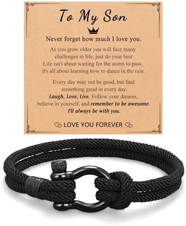 PINKDODO To My Boys Bracelet Gifts for Son Grandson Nephew Brother Bracelets Birthday Graduation Christmas Gifts for Teen Boys