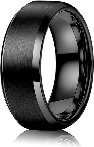 Batulii's online fashion Men’s 10mm Matte Black Titanium Steel Wedding Band | Durable Black Ring for Men & Boys | Classic Matte Finish-image-40