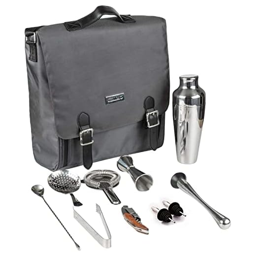 Jillmo Bartender Travel Kit, 11-Piece Cocktail Shaker Set with Waterproof Bartender Bag