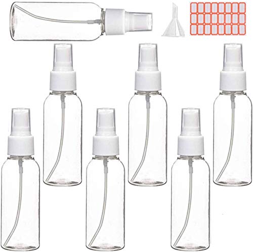 Preisvergleich Produktbild 50 Ml Clear Empty Fine Mist Kunststoff-reisezerstäuber-flaschenset, Kleine Nachfüllbare Flüssigkeitsbehälter Mit 1-teiligen Trichtern Und 24-teiligen Etiketten Für Kosmetisches Make-up-haar (7 Stück)