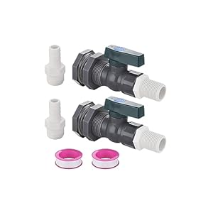 PVC Rain Barrel Spigot Kit, 3/4″ Rain Barrel Diverter Kit with Bulkhead Fitting, Garden Hose Faucet Adapter, Rain Barrel Drain Valve Kit for Water Tanks, Garden Barrels, Aquariums, Tubs,Pools (2pack)