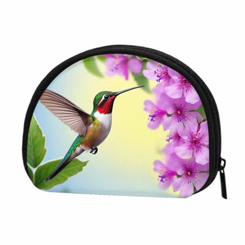 IBILIU Small Coin Purse Hummingbird Bird Flower Mini Wallet Coin Pouch Change Purse For Women Men
