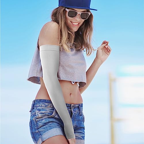 Image of GOUNOD Sun Protection Cooling Arm Sleeves with Thumb Holes - Gardening Outdoors Sports Workouts Sunscreen Arm Sleeves