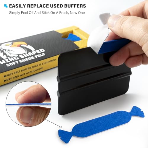 Image of Gomake Vinyl Squeegee Buffer 30PCS Pre-Cut Felt for Window Tint Wet or Dry Vinyl /PPF Application (Blue)
