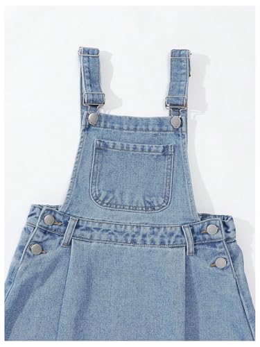 WDIRARA Girl's Denim Overall Dress Adjustable Strap Flared A Line Cute Jean Dresses3