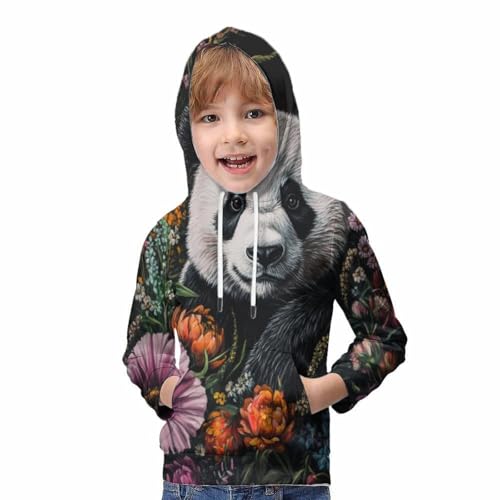 Sweat à capuche panda en fleurs 3D finissant les pulls ennuyeux - 5