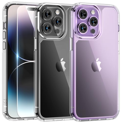 TAURI Magnetic for iPhone 14 Pro Case, [Compatible with MagSafe] with Screen Protector, Not-Yellowing Military-Grade Protection Shockproof Slim Phone Cover, Clear
