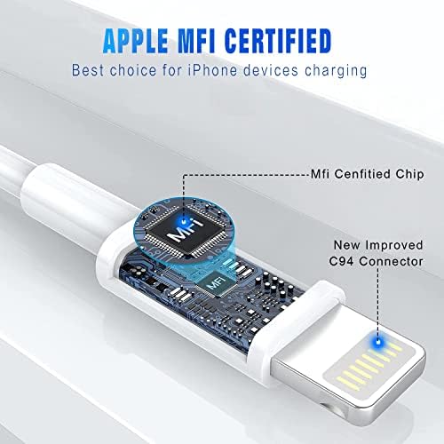 iPhone Charger Cable 3Pack 6FT/1.8M MFi Certified Lightning Cable Fast Charging Cords Apple Charger Compatible with iPhone 14 13 12 11 XS XR X Pro Max Mini 8 7 6S 6 Plus 5S SE iPad iPod AirPods