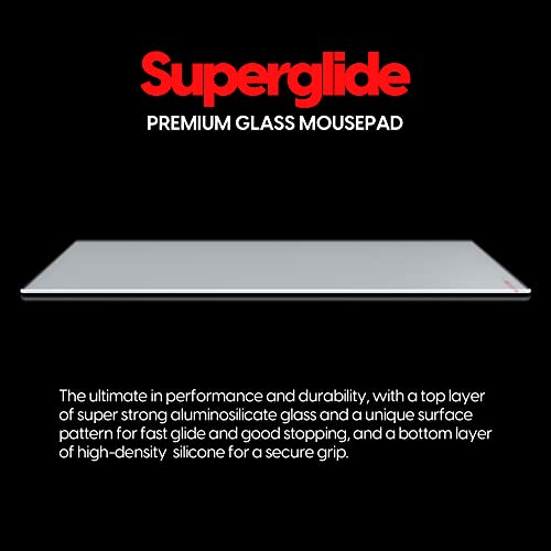 Pulsar – Superglide Tapete de mouse de vidro premium com superfície de vidro de alumínio e silicato