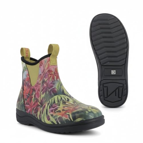 Green Comfort Gummistiefel Damen Halbhoch Wasserdicht, Hibiscus, 40 EU