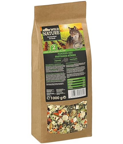 Dehner Wild Nature Hundefutter Flocken-Mix, Trockenfutter getreidefrei, BARF-Ergänzungsfutter, für ausgewachsene Hunde, Pastinake / Kürbis, 1 kg