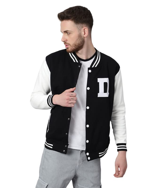 Image of BE SAVAGE Men's Cotton Blend Standard Length Varsity Jacket
