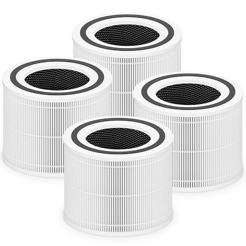 Image of Core 300 Replacement Filter for LEVOIT Core 300 Core 300S Core 300-P Core 300S-P Air Purifier for Home Bedroom, 3-in-1 High Efficiency Activated Carbon Filter, Part # Core 300-RF, 4 Pack, White