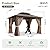Aoxun 12'x10' Hardtop Gazebo, Aluminum Frame Permanent Pavilion with Curtains and Netting, Outdoor Polycarbonate Double Roof Canopy, Designed for Garden, Lawns, Patio, Brown