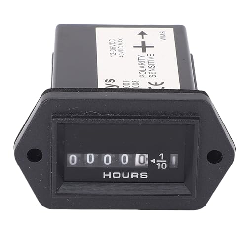 FAUOSWUK Contador Horario Mecánico Medidor de Alta Precisión para Motor de Barco Camión Tractor, Contador Horario Rectangular DC 12V-36V para Generador Motocross, Adecuado para Motores Pequeños