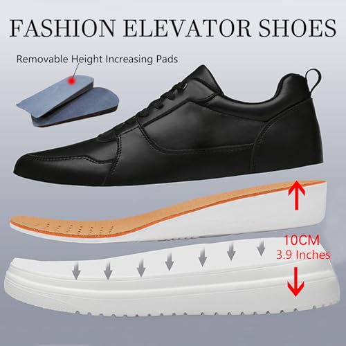 Men's Invisible Height Increasing Leather Sneakers Classic Lace Up 3.9 Inches Taller Fashion Elevator Shoes Breathable Casual Shoes2